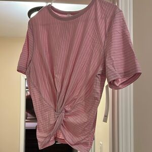 lululemon athletica Pink Striped Short Sleeve Tee